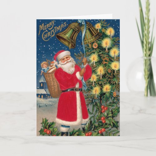 Christmas Card with Vintage Santa
