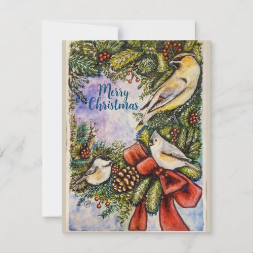 Christmas Card with Winter Birds