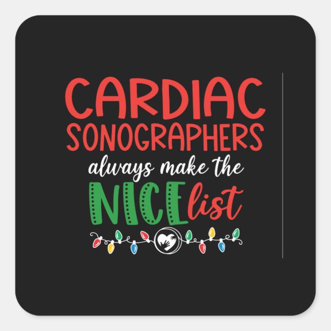 Christmas cardiac sonographer design square sticker (Front)