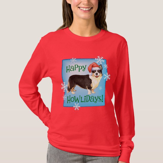 Christmas Cardigan Welsh Corgi T-Shirt (Front)