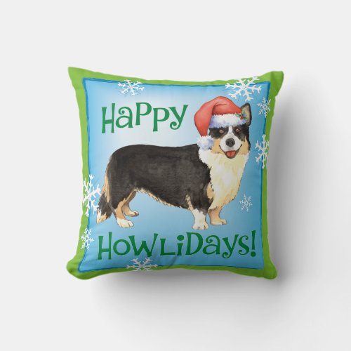 Christmas Cardigan Welsh Corgi Throw Pillow