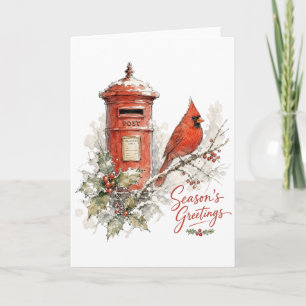 Christmas Cardinal and Red Post Box Card