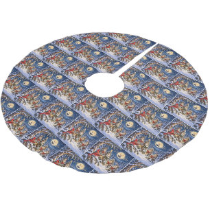 Christmas Cardinal and Winter Tree Chorus Brushed Polyester Tree Skirt