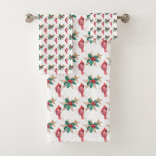 Christmas Cardinal Bath Towel Set