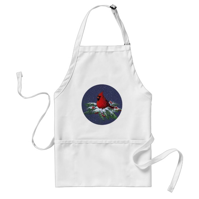 CHRISTMAS CARDINAL BIRD ART APRON