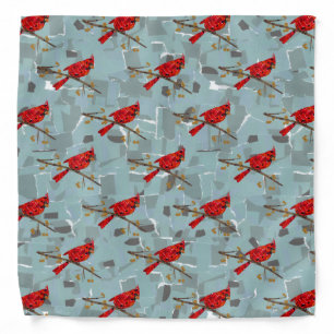 Christmas Cardinal bird collage Bandana