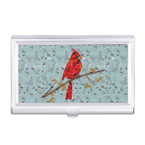 Christmas Cardinal bird collage Business Card Case