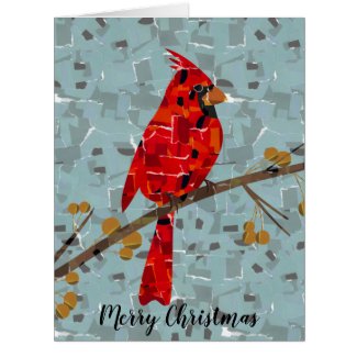 Christmas Cardinal bird collage Card