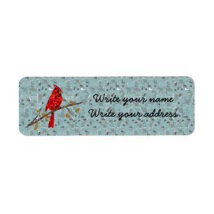 Christmas Cardinal bird collage Label