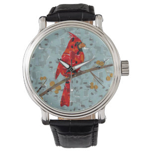Christmas Cardinal bird collage Watch