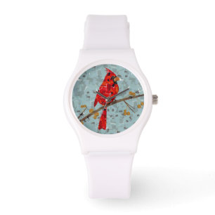 Christmas Cardinal bird collage Watch