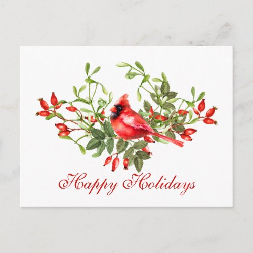 Christmas Cardinal Bird Holiday Corporate Greeting Postcard