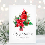 Christmas Cardinal Bird Non-Photo Holiday Card<br><div class="desc">Wish your friends and family a happy holiday season with this pretty Christmas Cardinal bird design. Personalize with your holiday greeting and family name.</div>