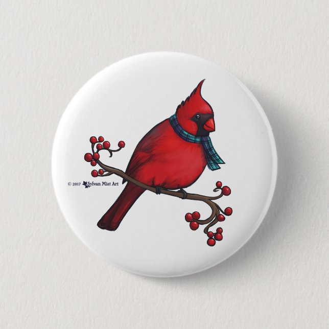 Christmas Cardinal Button (Front)