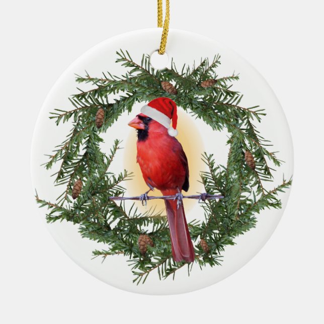 Christmas Cardinal Ceramic Ornament (Front)