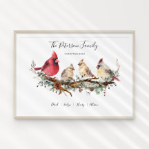 Christmas Cardinal Family of Four