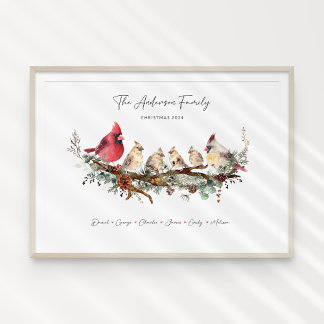 Christmas Cardinal Family of Six Poster