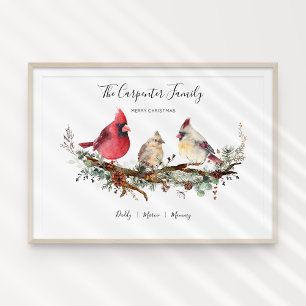 Christmas Cardinal Family of Three Poster