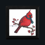 Christmas Cardinal Gift Box<br><div class="desc">A chubby red male cardinal,  all dressed up with his scarf,  all ready for the winter! My own original,  hand painted design.</div>