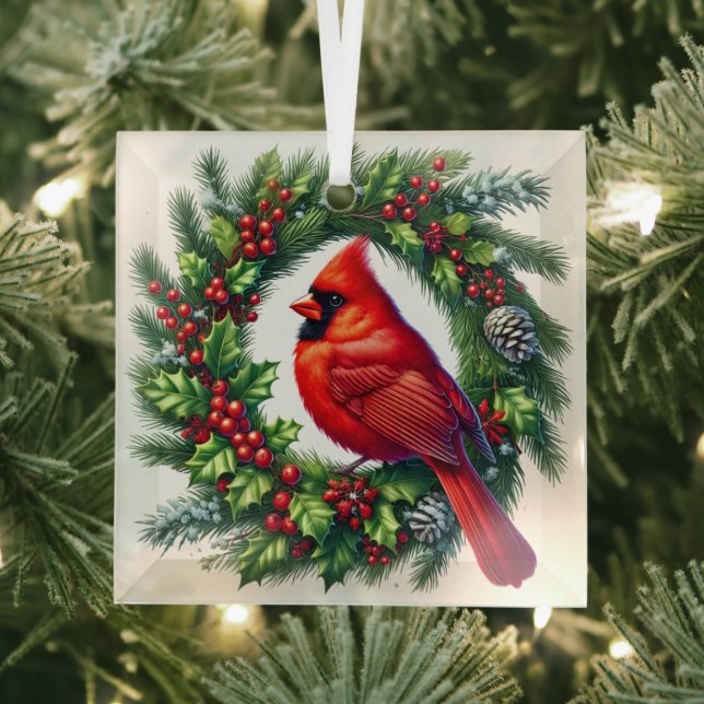 Christmas Cardinal Glass Ornament (Insitu)