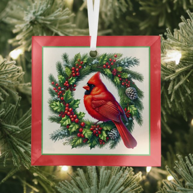 Christmas Cardinal Glass Ornament (Insitu)