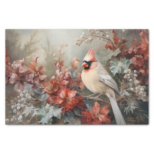 Christmas Cardinal Holly Berry in Winter Decoupage Tissue Paper