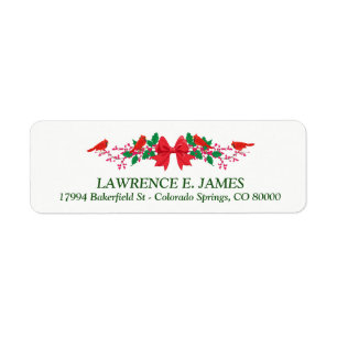 Christmas Cardinal Holly Christmas Label