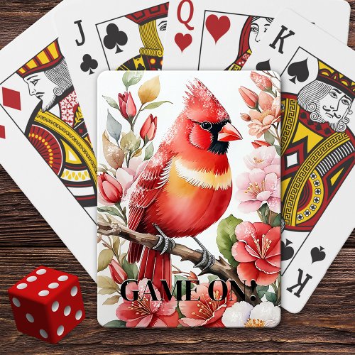 Christmas Cardinal in Snow Poker Cards