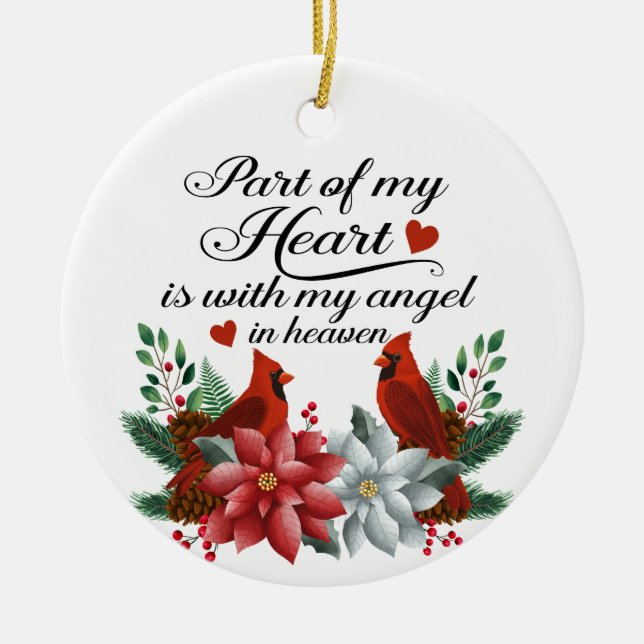 Christmas Cardinal Loss of Husband Spouse Memorial Ceramic Ornament (Front)