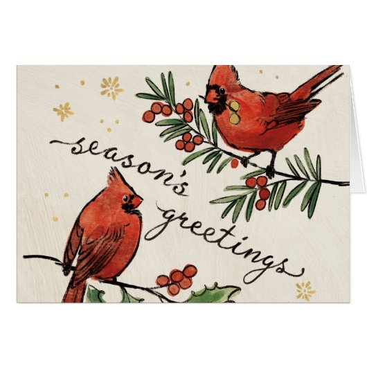 Christmas Cardinal Lovebirds Cards (Front Horizontal)