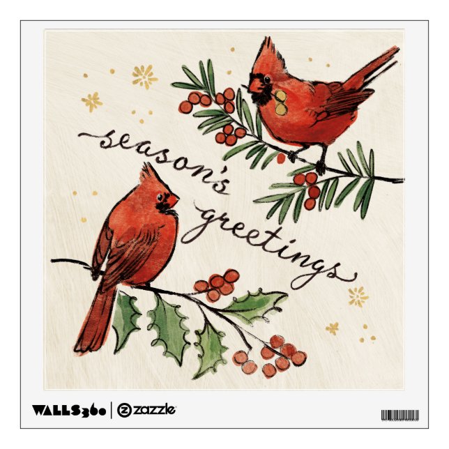 Christmas Cardinal Lovebirds Wall Decal (Front)