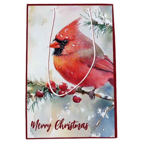 Christmas Cardinal Medium Gift Bag