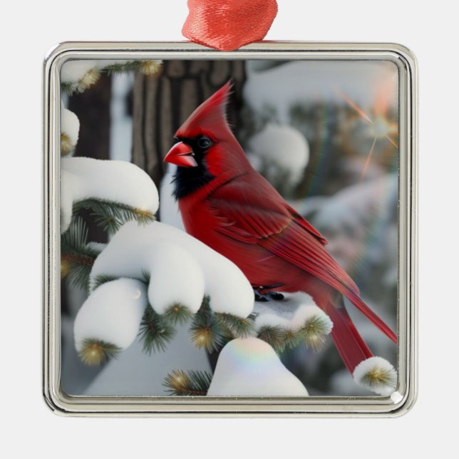 Christmas Cardinal Metal Ornament (Front)