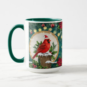 Christmas Cardinal Mug   Red Bird Holiday Coffee