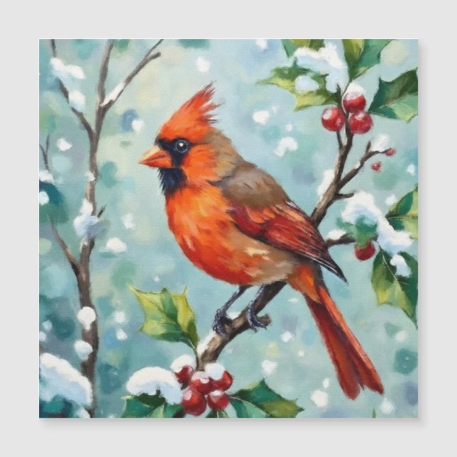 Christmas Cardinal on a Holly Branch (Front)