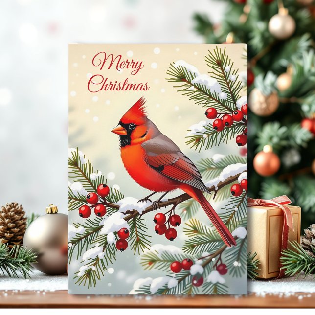 Christmas Cardinal on a Snowy Branch Card (Creator Uploaded)