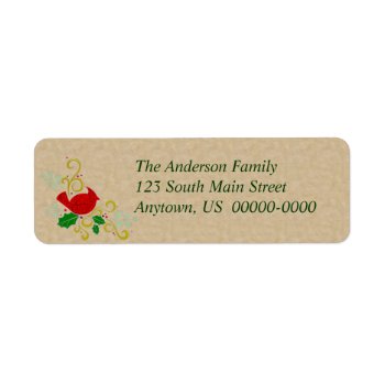 Christmas Cardinal On Parchment Look Label by FalconsEye at Zazzle