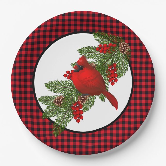 Christmas Cardinal Paper Plates (Front)