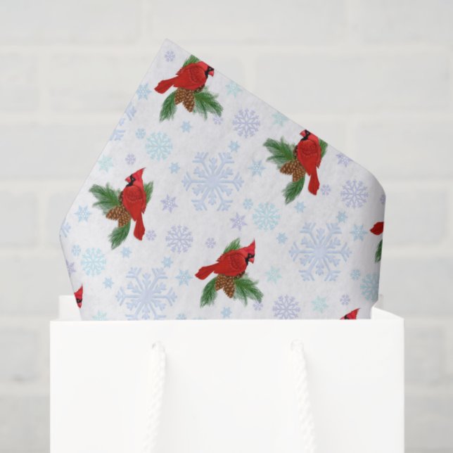 Christmas Cardinal pattern tissue paper (Gift Bag)