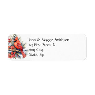 Christmas Cardinal Red Bird Animal Fun Holiday Art Label