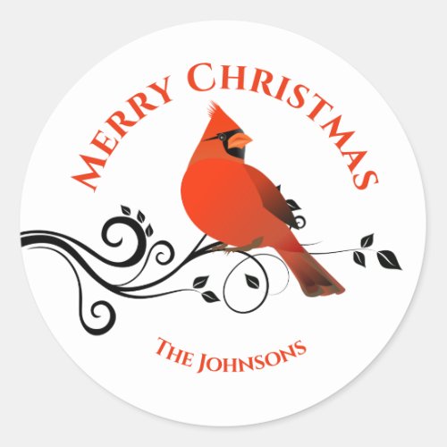 Christmas Cardinal Red Bird Stickers Envelope Seal