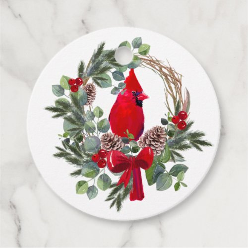 Christmas Cardinal Red Bird Watercolor Nature Art  Favor Tags