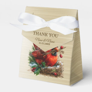 Christmas Cardinal Red Birds Flower Holidays Party Favor Boxes