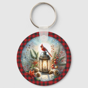 Christmas Cardinal Remember Loved one Lantern Keychain