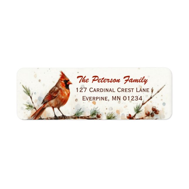 Christmas Cardinal Return Address Label (Front)
