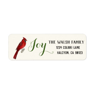 Christmas Cardinal return address Label