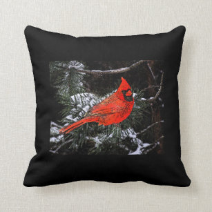 cardinal bird throw pillows