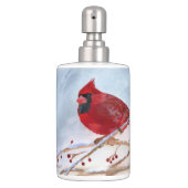 Christmas Cardinal Soap Dispenser & Toothbrush Holder (Front)