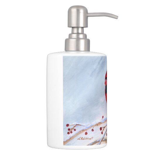 Christmas Cardinal Soap Dispenser & Toothbrush Holder (Right)