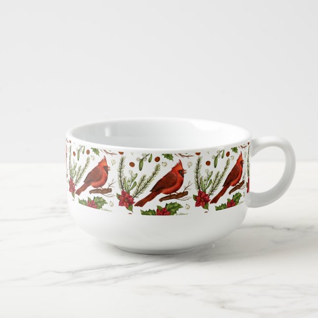 Christmas Cardinal Soup Mug (Left)